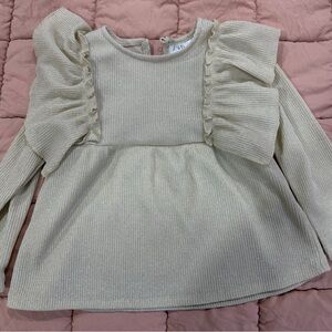 Zara Beige Top with Ruffle Detail